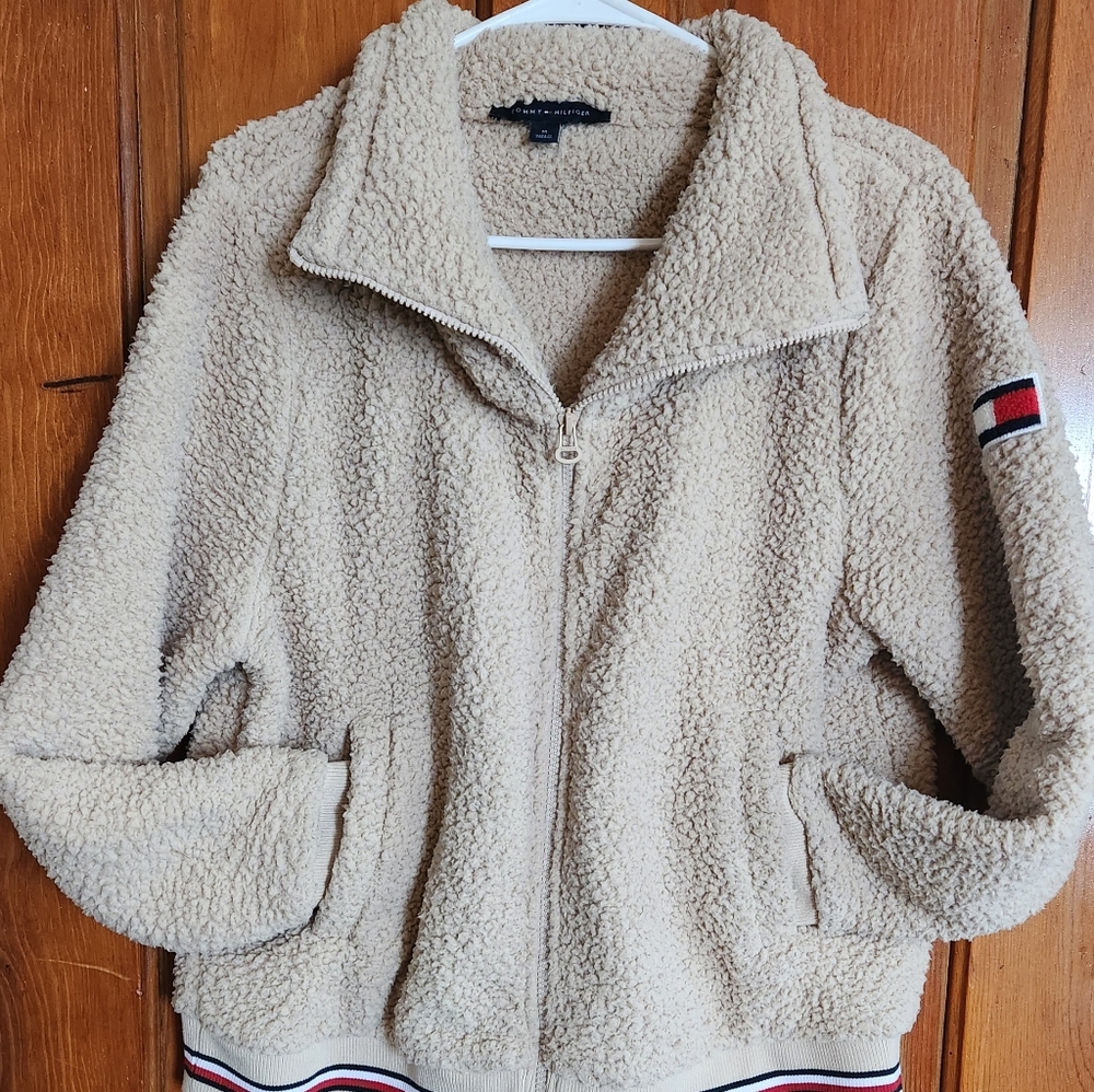 Tommy Hilfiger Women's full zip sherpa hoodie, M, color: brown